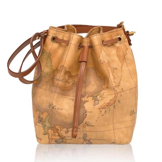 【Alviero Martini】義大利地圖包 水桶側背包(地圖黃)