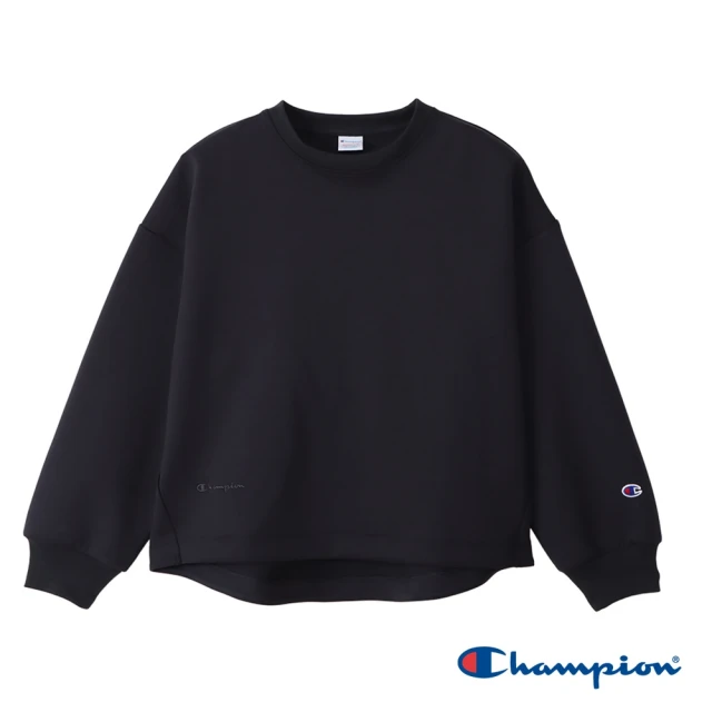 ChampionChampion 官方直營-素色刺繡LOGO 大學T-女(黑色)