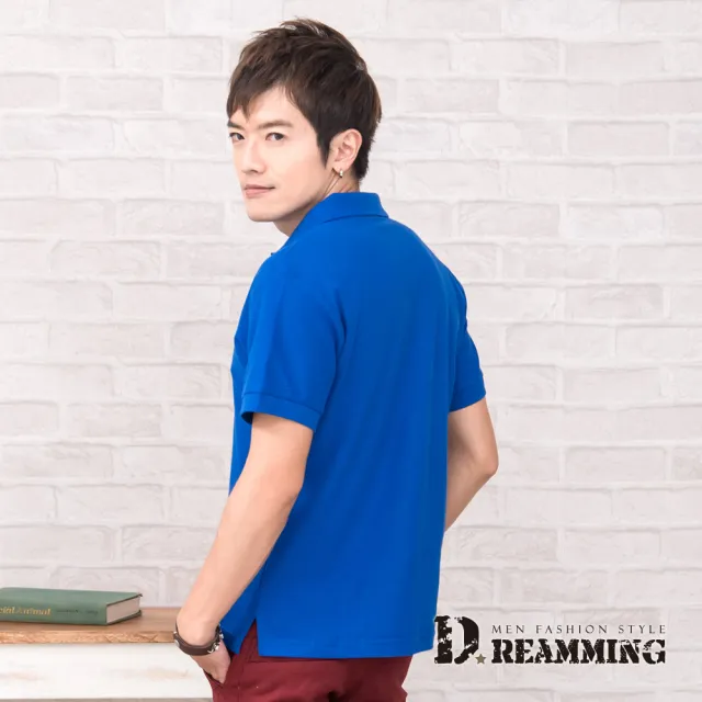 【Dreamming】美式素面網眼短袖POLO衫(水藍/藏青/寶藍)