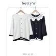 【betty’s 貝蒂思】蕾絲翻領愛心鈕釦撞色針織上衣(共二色)