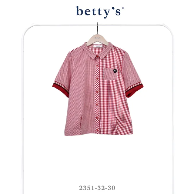 【betty’s 貝蒂思】大小格紋拼接短袖襯衫(共二色)