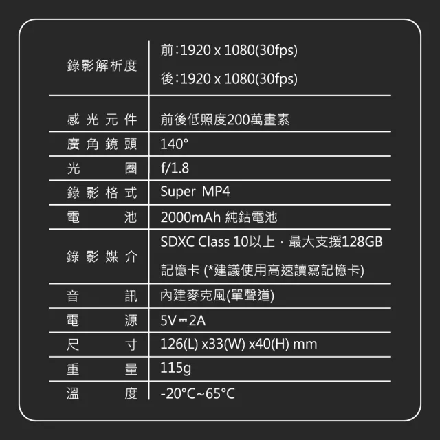 【AMA】E88D WIFI機車行車記錄器 機車/安全帽適用 1080P前後雙鏡頭(雙鏡頭超強續航力)