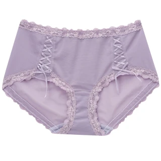 【MX 摩奇】美麗系列 M-LL 中腰平口內褲 修飾包臀-透氣蕾絲-無痕ZS3299QU(紫)