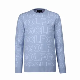 【PING】男款GOLF字母圓領長袖線衫毛衣-灰藍(高爾夫球衫/PH23221-83)