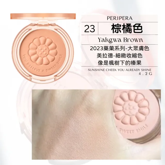 【卡芮亞】peripera 2023新款藥菓-好心情刻字微笑腮紅 4.2g(腮紅 刻字腮紅 霧面 霧面腮紅 藥菓 膨脹色)