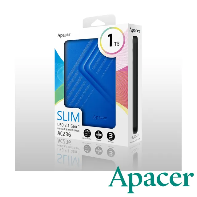【Apacer 宇瞻】AC236 1TB 2.5吋行動硬碟(黑/藍/黃/紅) - momo購物網 - 好評推薦 -2023年11月