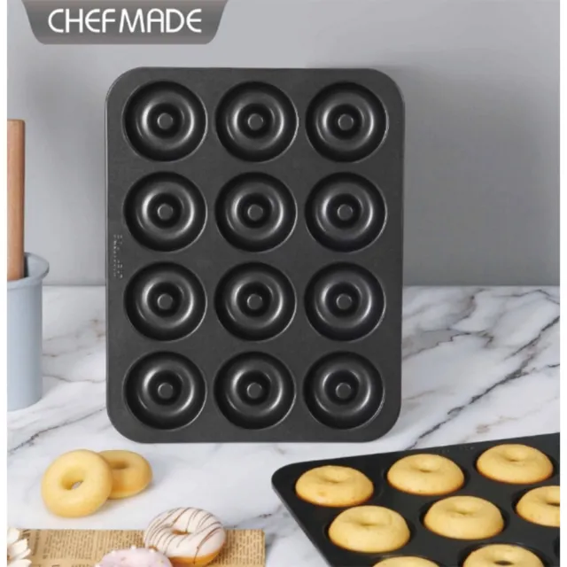 【Chefmade學廚原廠正品】黑色12連甜甜圈蛋糕模(WK9875圓形中空蛋糕模)