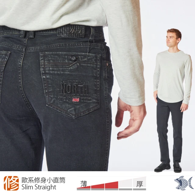 NST JEANS 老錢風 男斜口袋彈性牛仔褲-中腰直筒 台