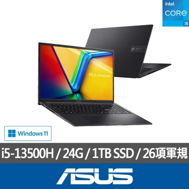 【ASUS 華碩】特仕版 17.3吋輕薄筆電(Vivobook 17X/K3704VA/i5-13500H/8G/改裝1TB SSD/Win11/+16G記憶體)