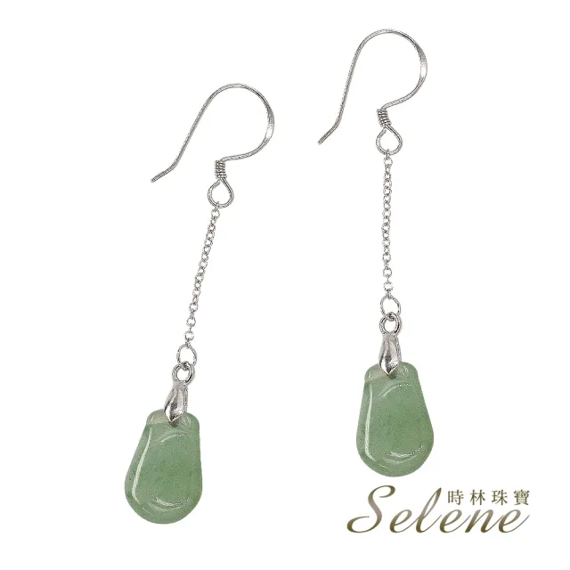 【鑫運來】◎簡約長鍊翡翠耳環(A貨翡翠顏色隨機出貨)