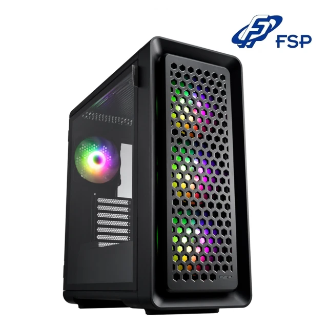 【FSP 全漢】全漢  CUT593P ATX 電腦機殼(雙面玻璃/黑色)