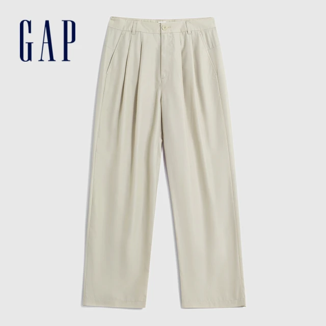 【GAP】男裝 商務寬鬆西裝褲-米黃色(888535)