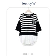 【betty’s 貝蒂思】假兩件標籤橫條紋短袖T-shirt(共二色)