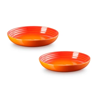 【Le Creuset】瓷器義麵盤 22cm-買1送1(火焰橘-無盒)