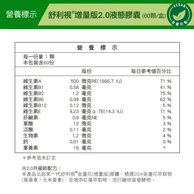 【威瑪舒培】舒利視增量版2.0液態膠囊_四入(共240顆_全素_20：4 游離型葉黃素_玉米黃素)