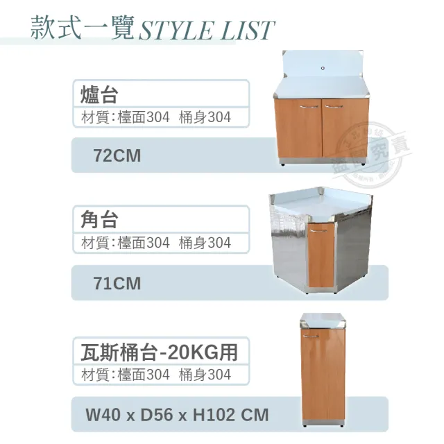 【Abis】客製商品-豪華升級款不鏽鋼71角台/流理台/工作台/收納廚具-多款門板可選(桶身304)