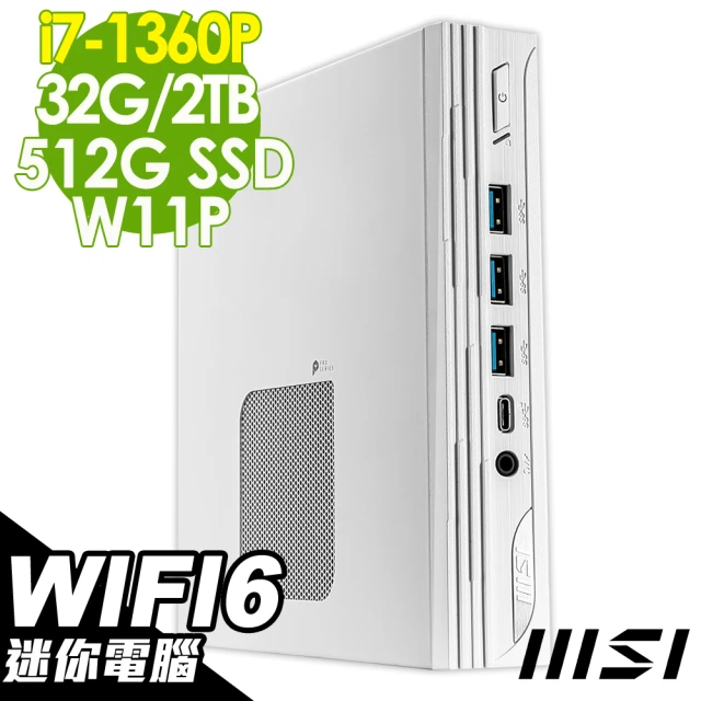 MSI 微星MSI 微星 i5迷你電腦(PRO DP10 13M-005TW/i7-1360P/32G/2TB HDD+512G SSD/W11P)