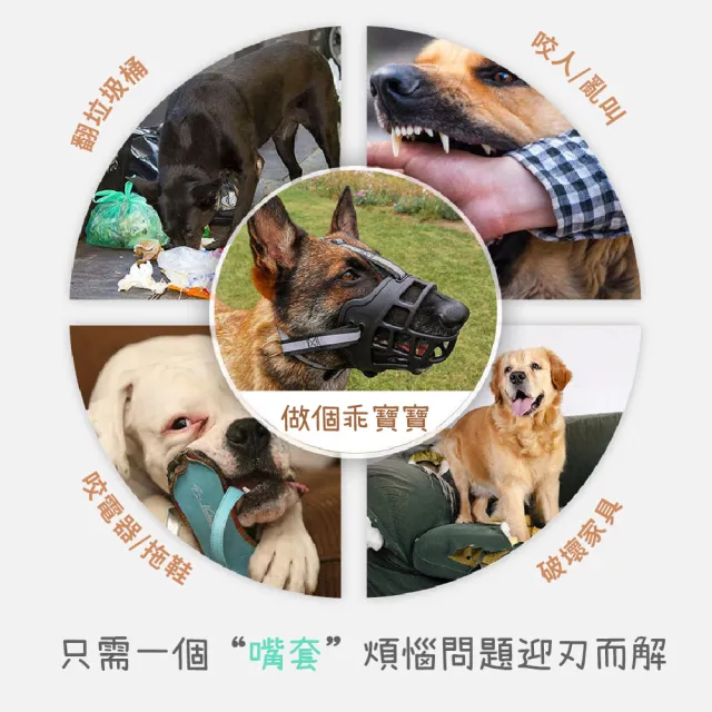 防咬防叫狗狗嘴套(狗嘴套 小型犬 中型犬 止吠口罩 止吠器 狗嘴罩 狗口罩 面罩 寵物嘴套)