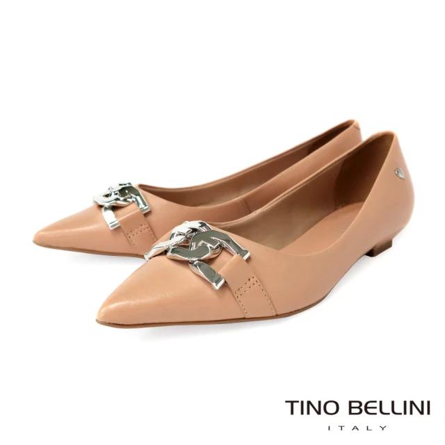 TINO BELLINI 貝里尼TINO BELLINI 貝里尼 巴西進口銀扣尖頭低跟鞋FSCV007(裸膚)