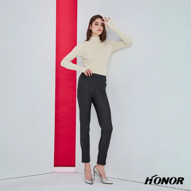 HONOR 山形屋 百搭修身素色皮褲