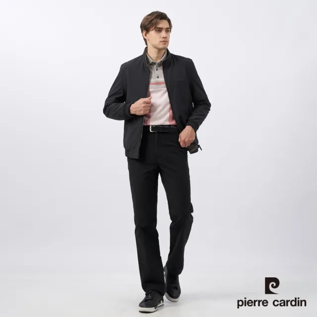 【pierre cardin 皮爾卡登】男款 都會休閒格紋立領鋪棉外套-深灰色(5235751-98)