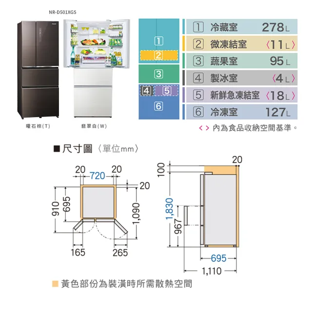 【Panasonic 國際牌】500公升新一級能源效率IOT智慧家電玻璃四門變頻冰箱-曜石棕(NR-D501XGS-T)