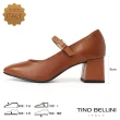 【TINO BELLINI 貝里尼】義大利進口素面瑪莉珍高跟鞋FSCT014(焦糖)