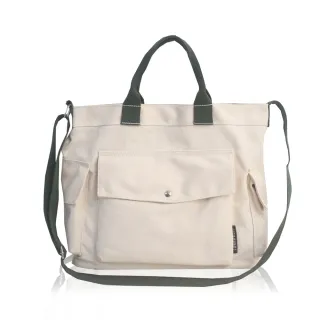 【DF Queenin】雙11 復古文青風大容量休閒手提單肩斜跨帆布托特包