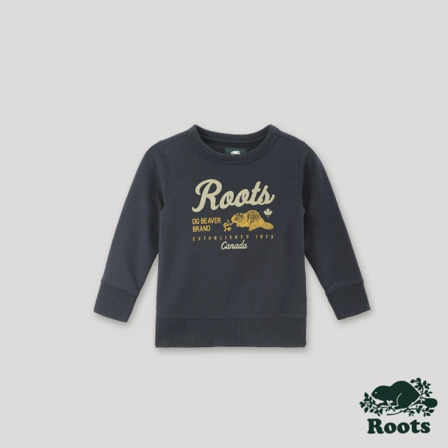 【Roots】Roots 小童-經典傳承系列 海狸圓領上衣(軍藍色)