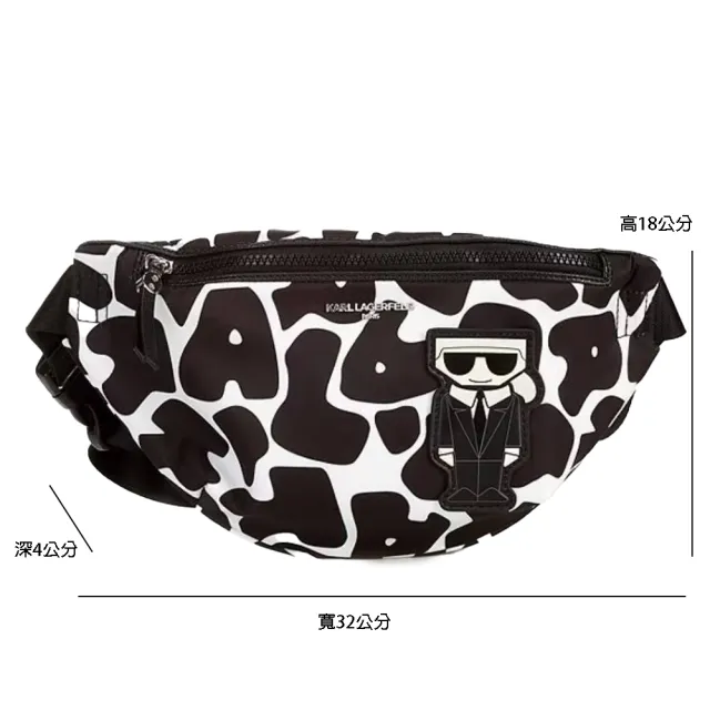 【KARL LAGERFELD 卡爾】karl lagerfeld 卡爾 新款 乳牛logo圖騰尼龍腰包 男女可用(七夕情人節)
