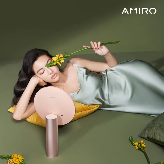 【AMIRO】Oath自動感光LED化妝鏡-綺夢花園禮盒-薄霧粉(美妝鏡/彩妝鏡)