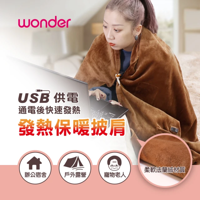 【WONDER 旺德】可機洗發熱保暖披肩(WH-W29BU)