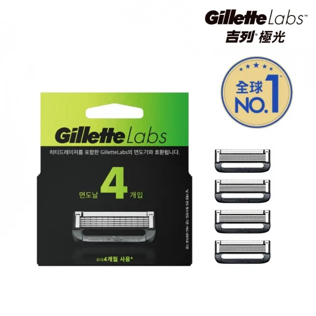 【Gillette 吉列】吉列 Labs 極光系列刮鬍刀頭 4刀入