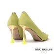 【TINO BELLINI 貝里尼】尖頭素面異材質拼接高跟鞋FSEV005(黃色)