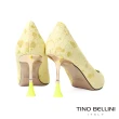【TINO BELLINI 貝里尼】尖頭美人魚異材質拼接高跟鞋FSEV006(檸檬黃)