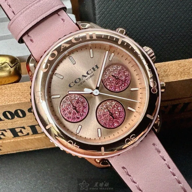 【COACH】COACH蔻馳女錶型號CH00172(玫瑰金色錶面玫瑰金錶殼粉紅真皮皮革錶帶款)