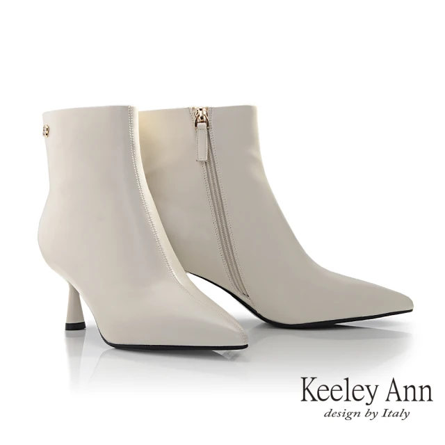 Keeley AnnKeeley Ann 中車線設計T跟短靴(米白色377772632-Ann系列)