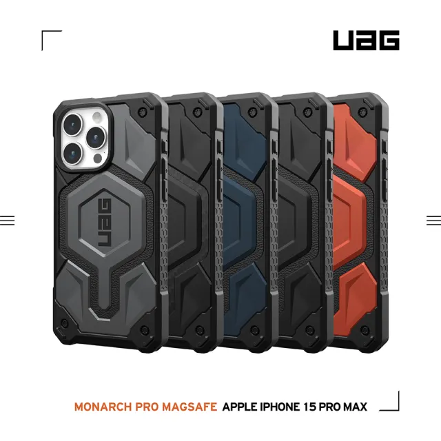 【UAG】iPhone 15 Pro Max 磁吸式頂級版耐衝擊保護殼（按鍵式）-碳黑(支援MagSafe功能)