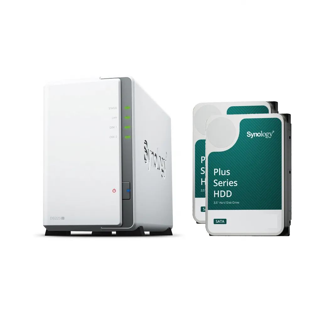 【Synology 群暉科技】搭HAT3300 4TB x2 ★ DS223j 2Bay NAS 網路儲存伺服器