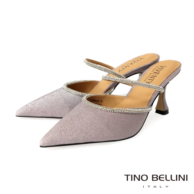 TINO BELLINI 貝里尼TINO BELLINI 貝里尼 尖頭鑽飾高跟穆勒鞋FZ2V002(閃耀紫)