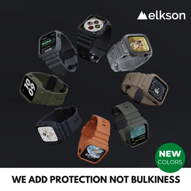 Elkson AppleWatch 9 QuattroPro柔韌透氣耐磨TPU一體成形軍規錶帶45mm(apple watch 9一體成形運動錶帶)
