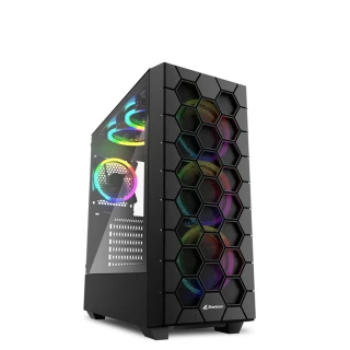 【Sharkoon 旋剛】RGB HEX ATX 電腦機殼(顯卡限長35.5cm/塔扇限高15.8cm/玻璃側透/Type-C)