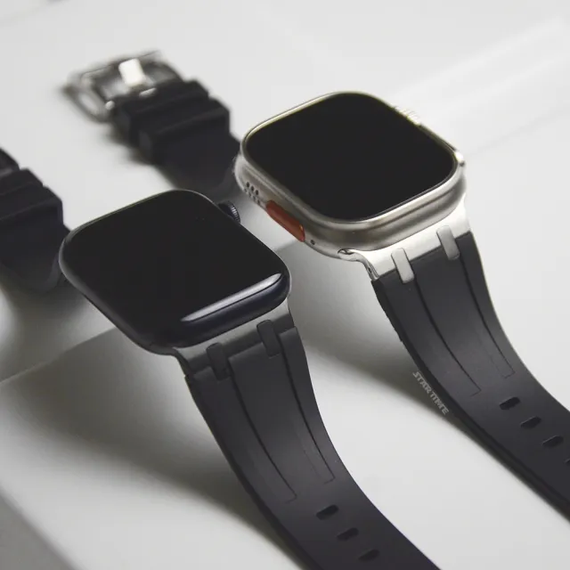 【STAR TIME】Apple Watch 42/44/45/49mm 矽膠錶帶 替換錶帶 黑/銀扣 高質感 Ultra可適用 情人節(全十種)