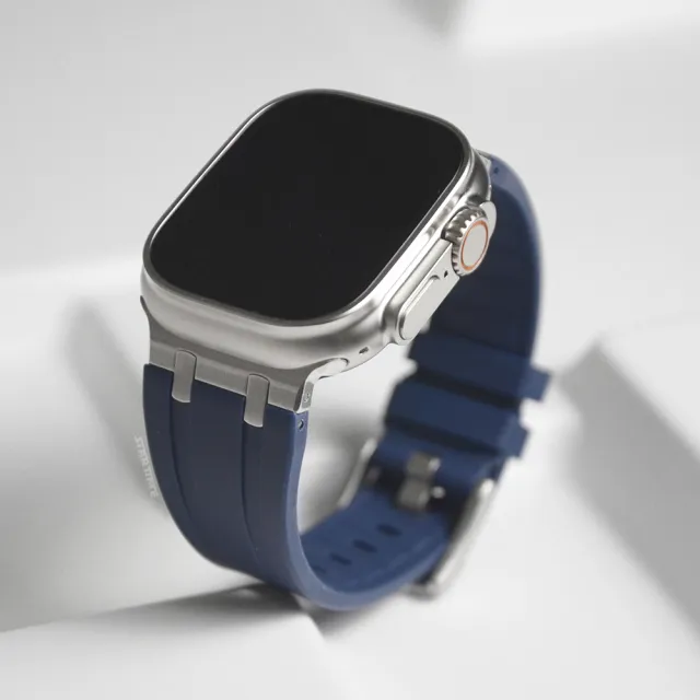 【STAR TIME】Apple Watch 42/44/45/49mm 矽膠錶帶 替換錶帶 黑/銀扣 高質感 Ultra可適用(全十種)