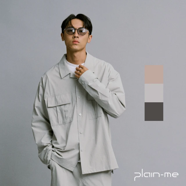 plain-me OOPLM 山系壓釦口袋襯衫 OPM3306-232(男款/女款 共3色 襯衫 休閒長袖上衣)