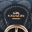 【COACH】金屬馬車滿版緹花LOGO織布扣式中夾(牛仔藍)
