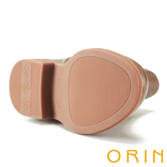 【ORIN】造型皮釦羊皮拉鍊短靴(可可)