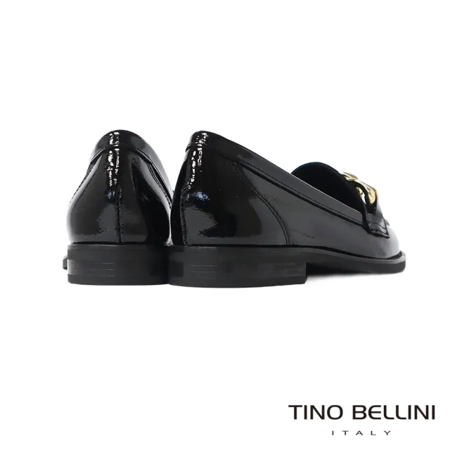 【TINO BELLINI 貝里尼】義大利進口金鎖鏈亮面樂福鞋FYLT024B(黑色)