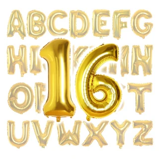 【野思】16吋金色  字母/數字鋁膜氣球(氣球 生日氣球)