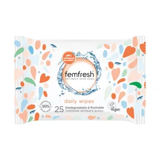 即期品【英國femfresh 芳芯官方直營】私密潔膚巾-25片裝(隨時保持清爽與去除異味)